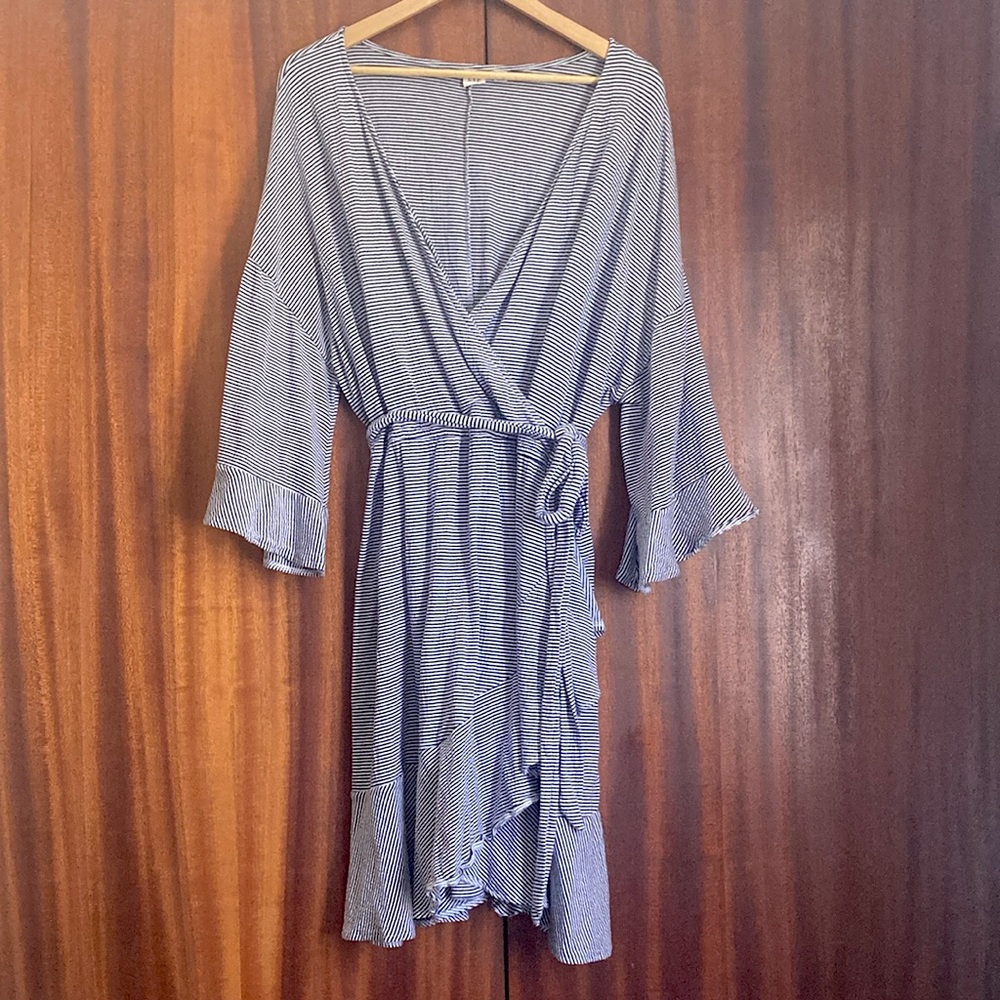 Gap Faux Wrap Striped Jersey Dress